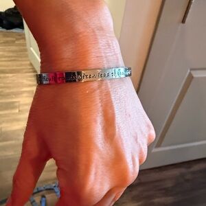 Silver Bangle Bracelet - Difficult roads often lead to beautiful destinations